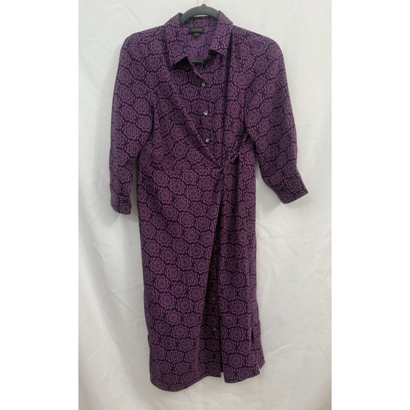 J.Jill‎ Wearever Shirred Tie Front Dress Purple Flower Womens Size SP Petite - Picture 1 of 9